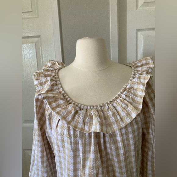 J.Crew Seersucker Ruffleneck Gingham Mini DressSuze 14 - Picture 5 of 10